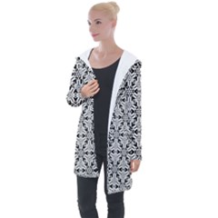 Ornamental Checkerboard Longline Hooded Cardigan