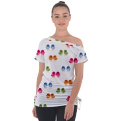 Pattern Birds Cute Tie-up Tee