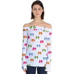 Pattern Birds Cute Off Shoulder Long Sleeve Top