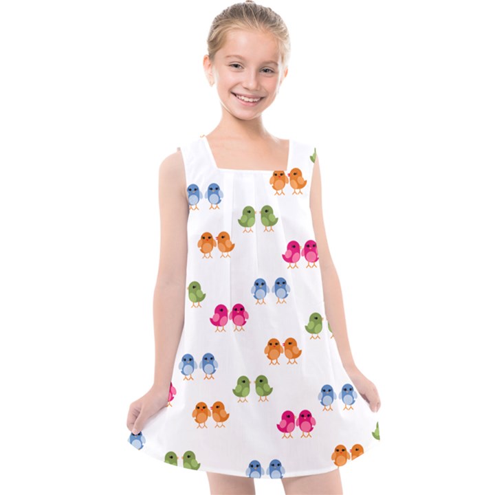 Pattern Birds Cute Kids  Cross Back Dress