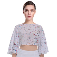 Ribbon Polka Tie Back Butterfly Sleeve Chiffon Top