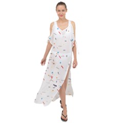 Ribbon Polka Maxi Chiffon Cover Up Dress