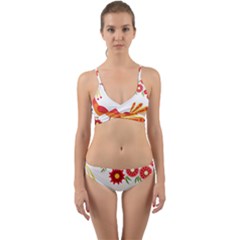 Peacock Pattern Wrap Around Bikini Set