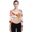 Peacock Pattern Velvet Long Sleeve Crop Top View1