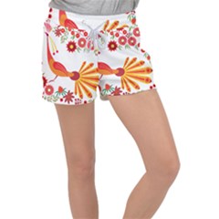 Peacock Pattern Women s Velour Lounge Shorts