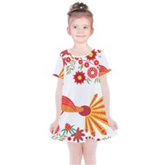 Peacock Pattern Kids  Simple Cotton Dress