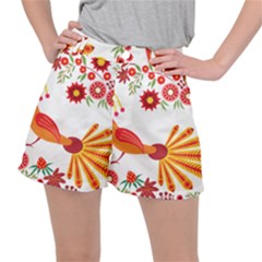 Peacock Pattern Stretch Ripstop Shorts by Mariart