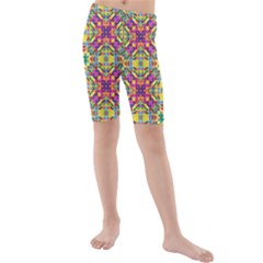 Triangle Mosaic Pattern Repeating Kids  Mid Length Swim Shorts