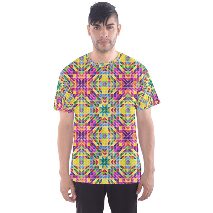 Triangle Mosaic Pattern Repeating Men s Sports Mesh Tee