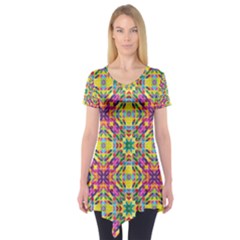 Triangle Mosaic Pattern Repeating Short Sleeve Tunic  by Mariart