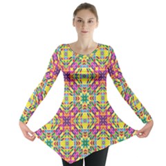 Triangle Mosaic Pattern Repeating Long Sleeve Tunic  by Mariart