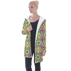 Triangle Mosaic Pattern Repeating Longline Hooded Cardigan