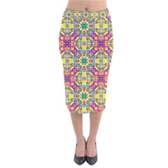 Triangle Mosaic Pattern Repeating Velvet Midi Pencil Skirt by Mariart