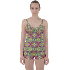 Triangle Mosaic Pattern Repeating Tie Front Two Piece Tankini by Mariart