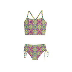 Triangle Mosaic Pattern Repeating Girls  Tankini Swimsuit