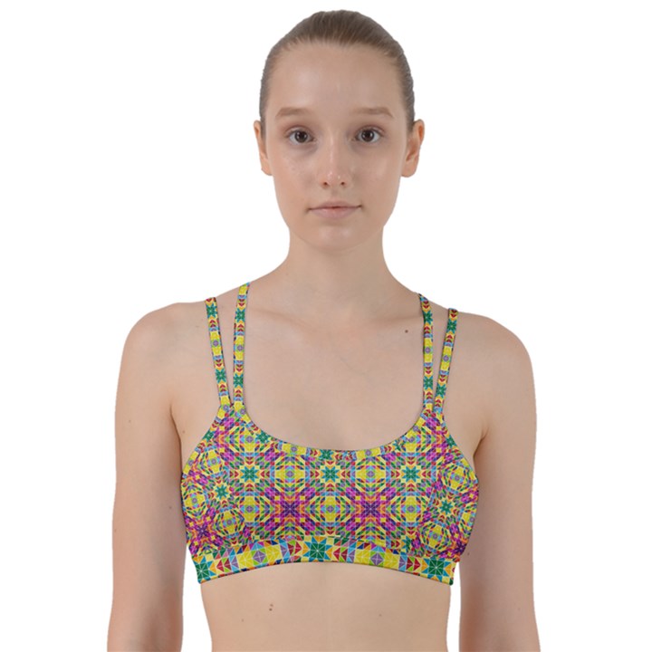 Triangle Mosaic Pattern Repeating Line Them Up Sports Bra