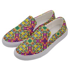 Triangle Mosaic Pattern Repeating Men s Canvas Slip Ons by Mariart