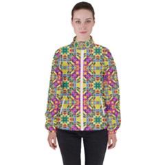 Triangle Mosaic Pattern Repeating High Neck Windbreaker (women)