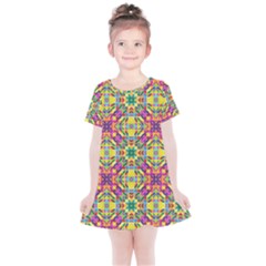 Triangle Mosaic Pattern Repeating Kids  Simple Cotton Dress