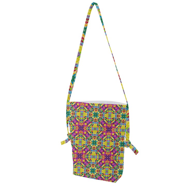 Triangle Mosaic Pattern Repeating Folding Shoulder Bag