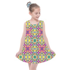 Triangle Mosaic Pattern Repeating Kids  Summer Dress