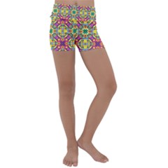 Triangle Mosaic Pattern Repeating Kids  Lightweight Velour Yoga Shorts