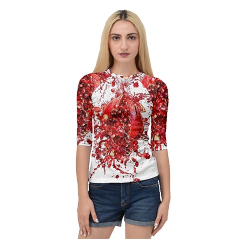 Red Pomegranate Fried Fruit Juice Quarter Sleeve Raglan Tee by Mariart