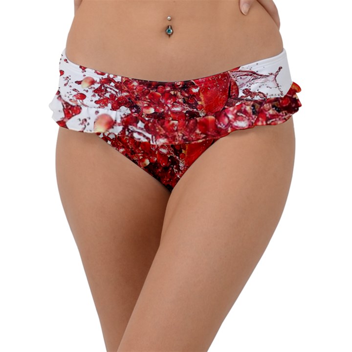 Red Pomegranate Fried Fruit Juice Frill Bikini Bottom