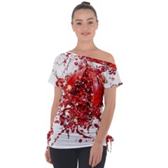 Red Pomegranate Fried Fruit Juice Tie-up Tee