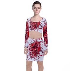 Red Pomegranate Fried Fruit Juice Top And Skirt Sets