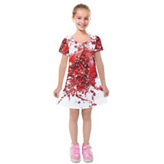 Red Pomegranate Fried Fruit Juice Kids  Short Sleeve Velvet Dress