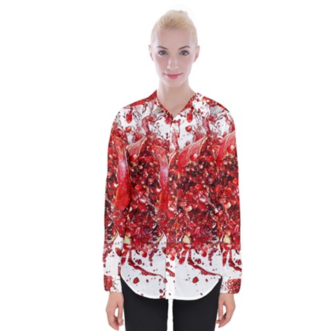 Red Pomegranate Fried Fruit Juice Womens Long Sleeve Shirt by Mariart