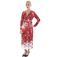 Red Pomegranate Fried Fruit Juice Velvet Maxi Wrap Dress