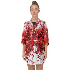 Red Pomegranate Fried Fruit Juice Half Sleeve Chiffon Kimono