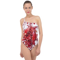 Red Pomegranate Fried Fruit Juice Classic One Shoulder Swimsuit