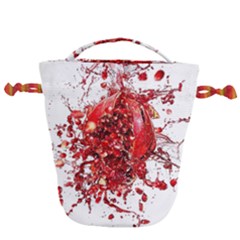 Red Pomegranate Fried Fruit Juice Drawstring Bucket Bag by Mariart