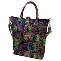 Peacock Feathers Buckle Top Tote Bag