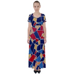 Pattern Tile Wall Background High Waist Short Sleeve Maxi Dress