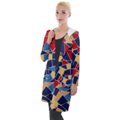 Pattern Tile Wall Background Hooded Pocket Cardigan