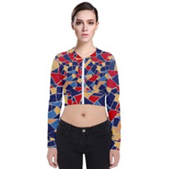 Pattern Tile Wall Background Long Sleeve Zip Up Bomber Jacket