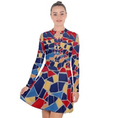 Pattern Tile Wall Background Long Sleeve Panel Dress