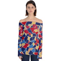 Pattern Tile Wall Background Off Shoulder Long Sleeve Top