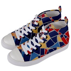 Pattern Tile Wall Background Women s Mid-top Canvas Sneakers