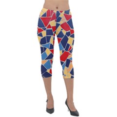 Pattern Tile Wall Background Lightweight Velour Capri Leggings 