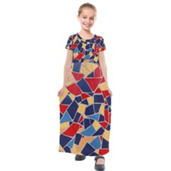 Pattern Tile Wall Background Kids  Short Sleeve Maxi Dress