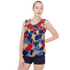 Pattern Tile Wall Background Bubble Hem Chiffon Tank Top