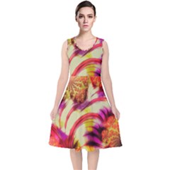 Fractal Mandelbrot Art Wallpaper V-neck Midi Sleeveless Dress 