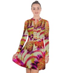 Fractal Mandelbrot Art Wallpaper Long Sleeve Panel Dress by Pakrebo