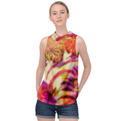 Fractal Mandelbrot Art Wallpaper High Neck Satin Top