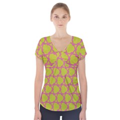 Pattern Background Structure Pink Short Sleeve Front Detail Top by Pakrebo